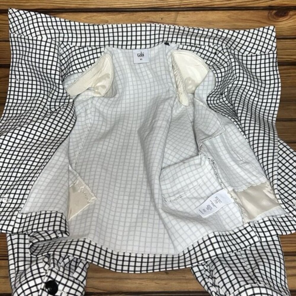 Cabi Womens Jacket Size XS Black White Windowpane Plaid Long Sleeve Blazer‎ - Picture 4 of 7